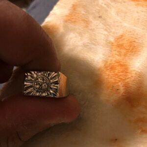 Men's Gold-Tone Sunburst Signet Ring